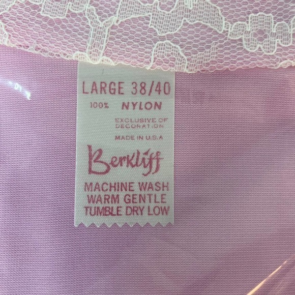 DEADSTOCK Berkliff 100% Nylon The Ginger Long Gown Nightgown Size L 38/40 Pink - Picture 4 of 14